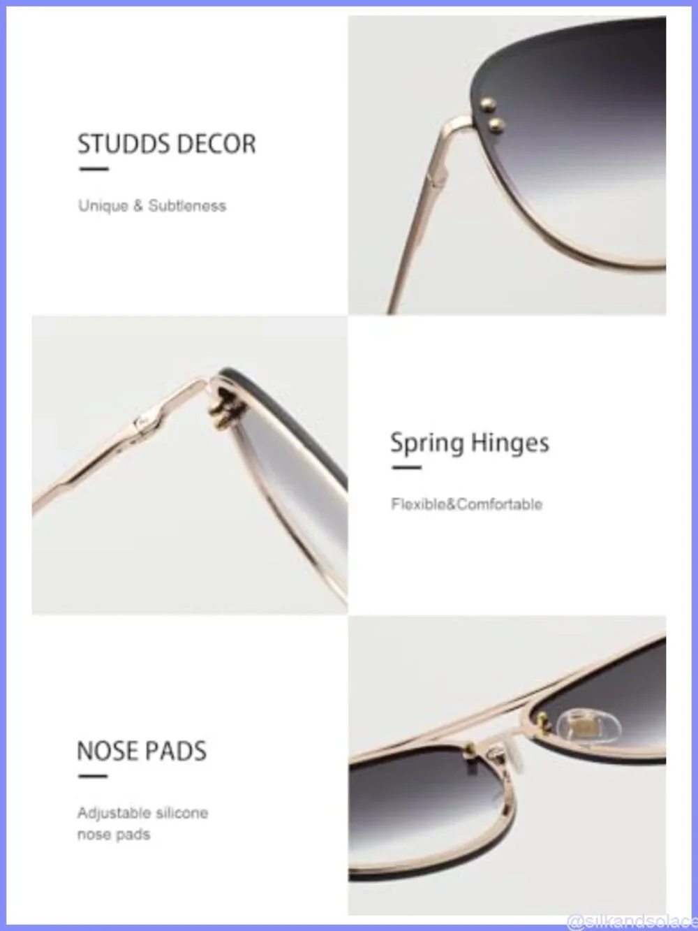 Oversized Aviator Sunglasses Metal Frame UV400 Gradient Lens